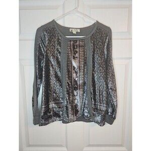 Unity World Wear Top Womens Size S Small Gray Silver Long Sleeve Soft Stretch